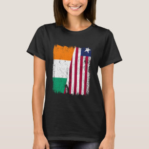 Ivory Coast Liberia Half Flag Ivorian Liberian Jer T-Shirt
