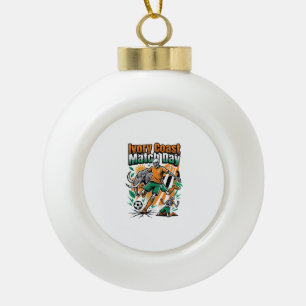 Ivory Coast Match Day Skeleton Striker Nations Cou Ceramic Ball Christmas Ornament