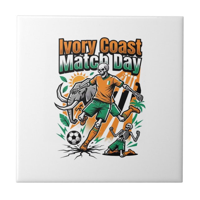 Ivory Coast Match Day Skeleton Striker Nations Cou Ceramic Tile (Front)
