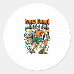 Ivory Coast Match Day Skeleton Striker Nations Cou Classic Round Sticker