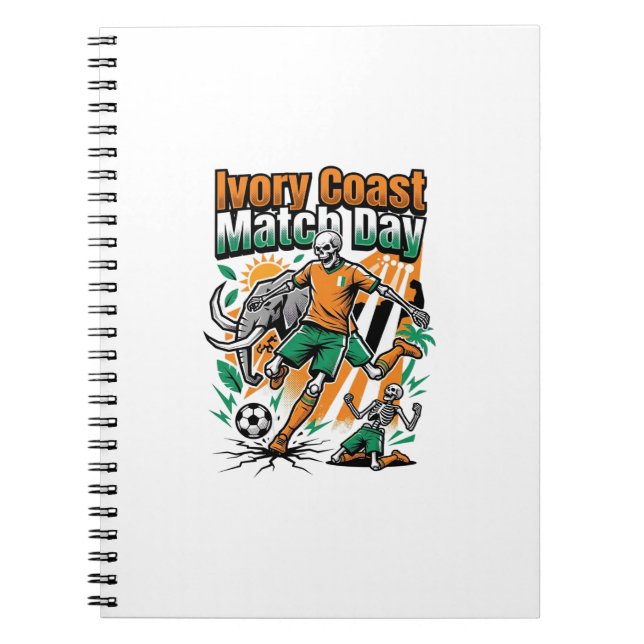 Ivory Coast Match Day Skeleton Striker Nations Cou Notebook (Front)
