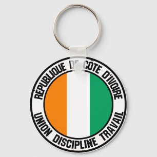 Ivory Coast Round Emblem Key Ring