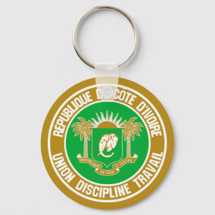 Ivory Coast Round Emblem Key Ring