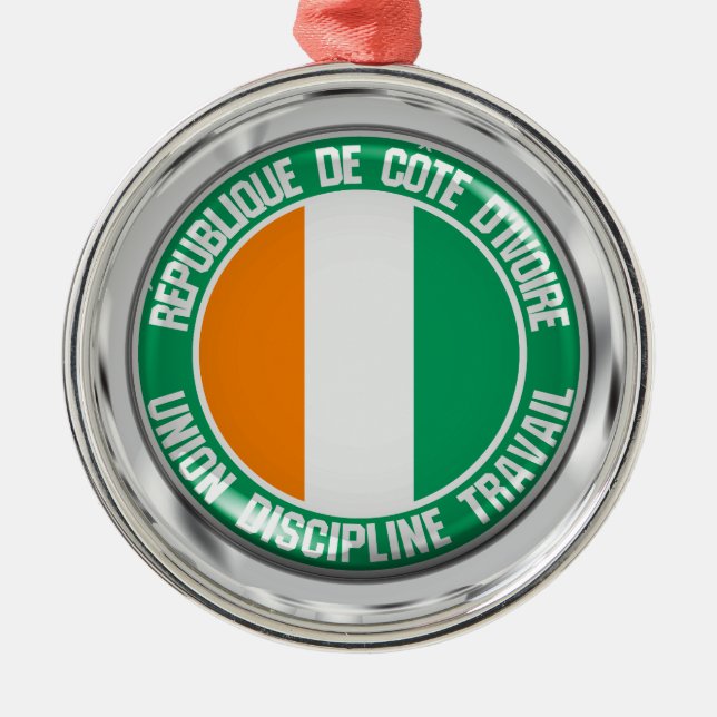 Ivory Coast Round Emblem Metal Ornament (Front)