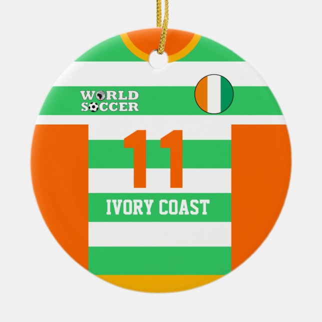 Ivory Coast World Soccer Jersey Ornament (Front)