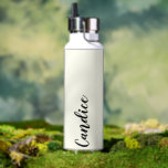 Ivory Color Personanlized Wedding Bridesmaid Water Bottle<br><div class="desc">Gift your wedding bridesmaid or maid of honor with this trendy, vacuum Insulated water bottle that features her name in black, stylized script on an ivory color background designed to match your wedding color scheme. Personalize bottle by editing and replacing name with your own as desired. Select your water bottle...</div>