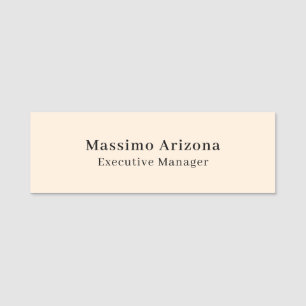 Ivory Color Plain Professional Modern Minimalist Name Tag