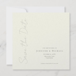 Ivory Color Professional Minimalist Modern Plain Save The Date