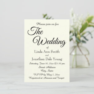 Ivory Color Simple Style Wedding Invitation