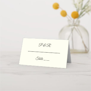 Ivory Color Simple Stylized Script Wedding Place Card