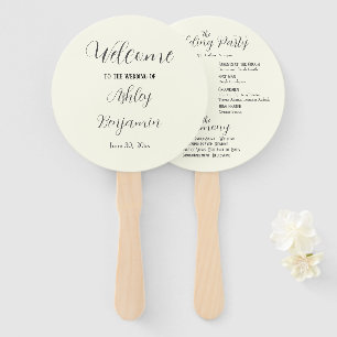 Ivory Color Simple Wedding Ceremony Program Hand Fan