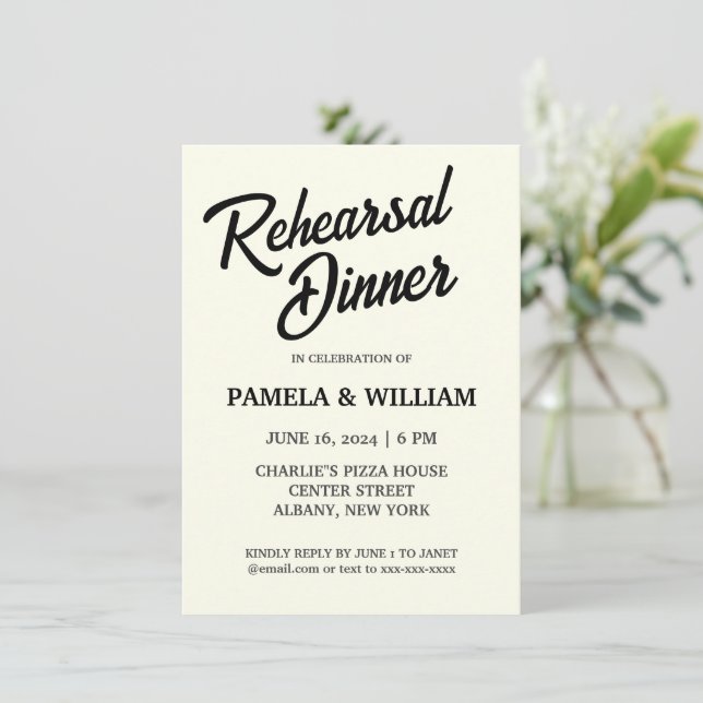 Ivory Color Wedding Rehearsal Dinner Invitation (Standing Front)