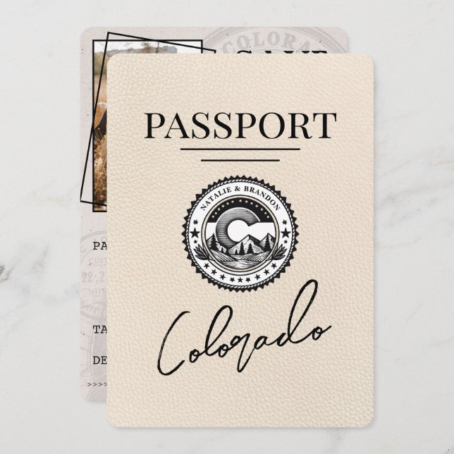 Ivory Colorado Passport Save The Date (Front/Back)