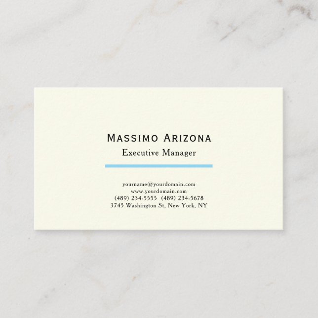 Ivory Colour Plain Modern Minimalist  Business Card (Front)
