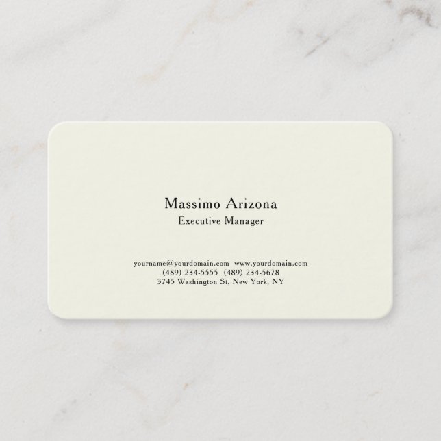 Ivory Colour Plain Professional Modern Minimalist Business Card (Front)