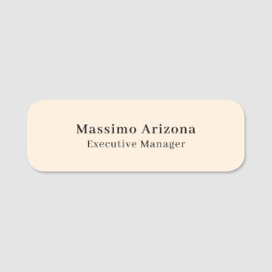 Ivory Colour Plain Professional Modern Minimalist Name Tag