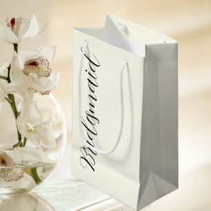 Ivory Colour Stylised Script Wedding Bridesmaid Small Gift Bag