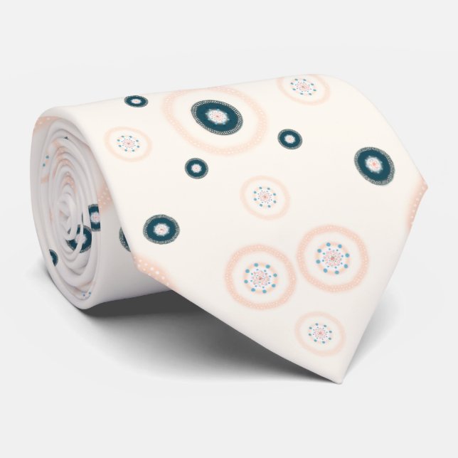 Ivory colour with Small Mandala circle pattern Tie (Rolled)