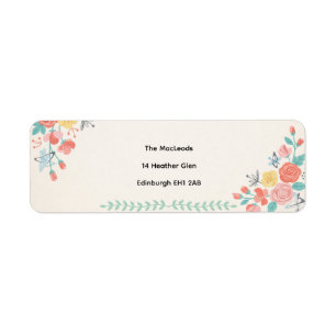 Ivory Colourful Floral Butterfly Return Address La Label