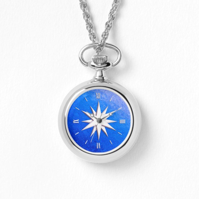 Ivory compass rose - sapphire glass background watch (Front)