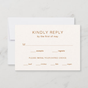 Ivory Copper Monogram Modern Wedding RSVP Card