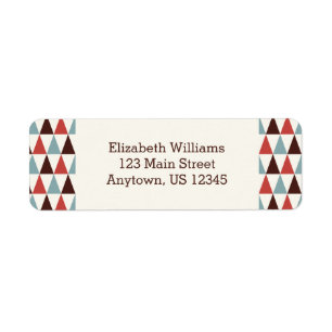 Ivory Coral Blue Triangle Pattern Return Address Label
