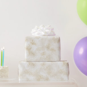 Ivory Cream Abstract Fur Birthday Wrapping Paper