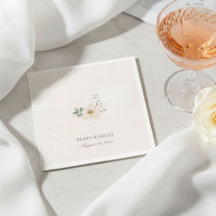 Ivory Cream | Chic Floral Wedding Napkin