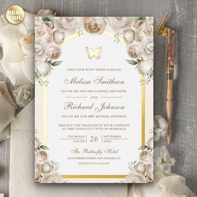 Ivory Cream Floral Arch Butterfly Wedding Gold (Creator Uploaded)