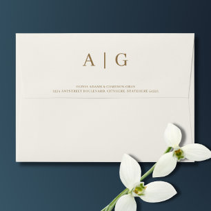 Ivory Cream Golden Wedding 5x7 Envelope