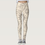 Ivory Cream Magic Vintage Celestial Sun Moon Stars Leggings<br><div class="desc">Leggings</div>
