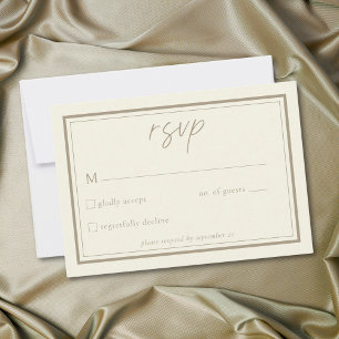 Ivory Cream Minimalist Frame Wedding RSVP Card