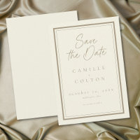 Ivory Cream Minimalist Frame Wedding