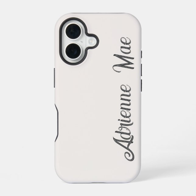 Ivory Cream Modern Script Monogram Name iPhone 16 Case (Back)