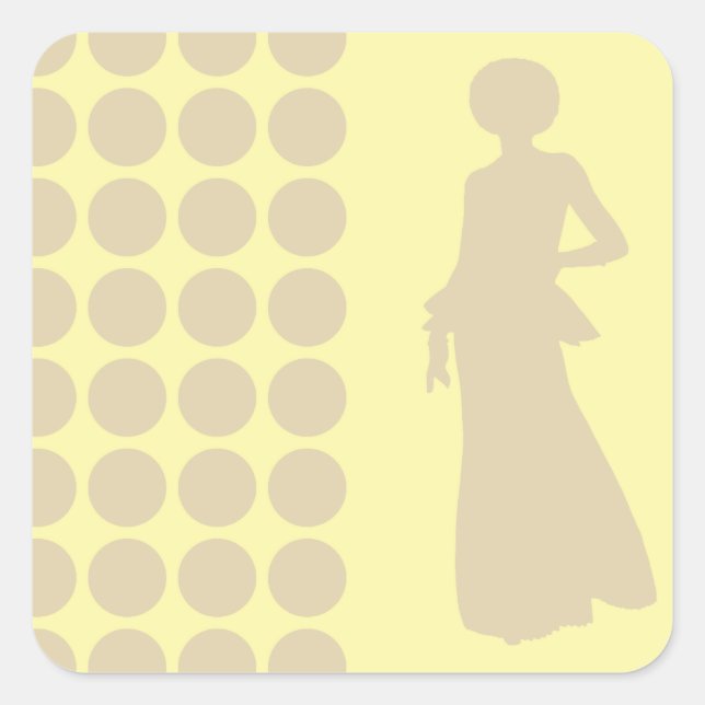 Ivory Cream Neutral Dots Fashion Silhouette Square Sticker (Front)