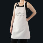 Ivory Cream Neutral Modern Elegant Script Apron<br><div class="desc">A modern and simple,  custom apron. A beautiful modern script,  paired with a block typography font,  on an elegant and neutral background. Easy to customise the name and back ground colour!</div>