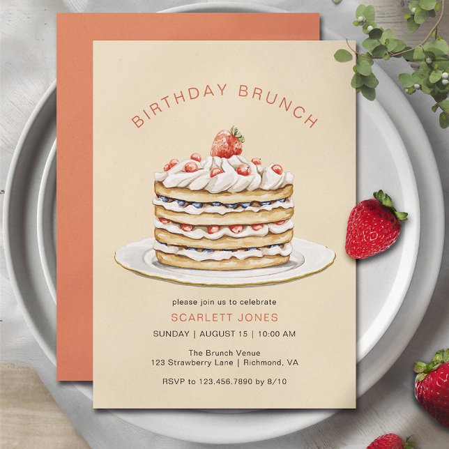 Ivory Cream Pancakes Modern Casual Birthday Brunch Invitation (Creator Uploaded)