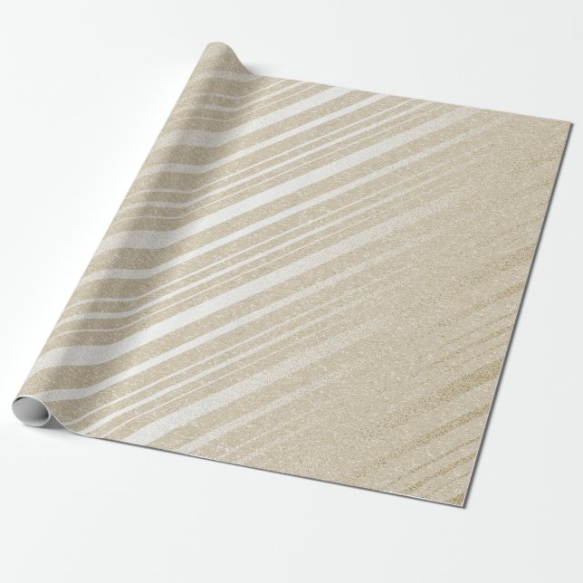 Ivory Cream Pastel Delicate Stripes Lines Wrapping Paper (Unrolled)