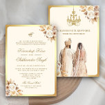 Ivory Cream Roses Floral Anand Karaj Sikh Wedding Invitation<br><div class="desc">Amaze your guests with this elegant Sikh wedding invite featuring a beautiful watercolor illustration of a Punjabi couple and boho style roses bouquet with modern typography. Simply add your event details on this easy-to-use template to make it a unique personalised one-of-a-kind invitation.</div>
