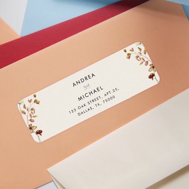 Ivory Cream Wildflowers Fall Autumn Return Address Label (Creator Uploaded)