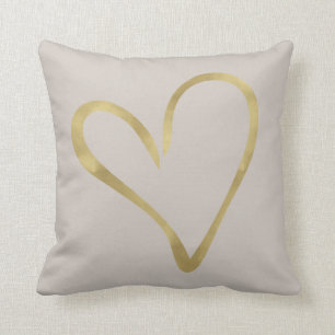 Ivory Cream with Gold Heart Cushion