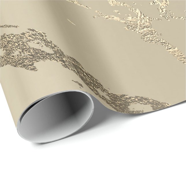 Ivory Creamy Gold Marble Shiny Glam Abstract VIP Wrapping Paper (Roll Corner)