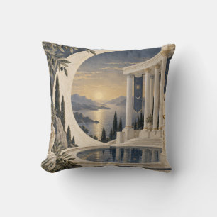 Ivory Crescent Courtyard Seaside Sunset Cushion