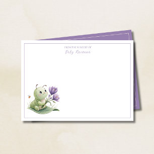 Ivory Cute Caterpillar Custom Name Nursery Card