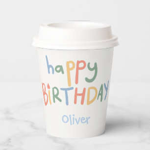 Ivory Cute Fun Picnic Birthday Boy Paper Cups