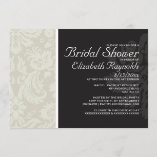 Ivory Damask Bridal Shower Invitations