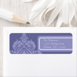Ivory Damask Lilac Eggplant Return Address Label