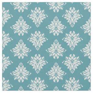 Ivory Damask on Teal Fabric