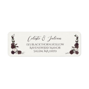 Ivory Dark Floral Skull Wedding Return Address Label