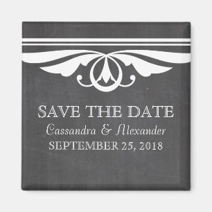 Ivory Deco Chalkboard Save the Date Magnet
